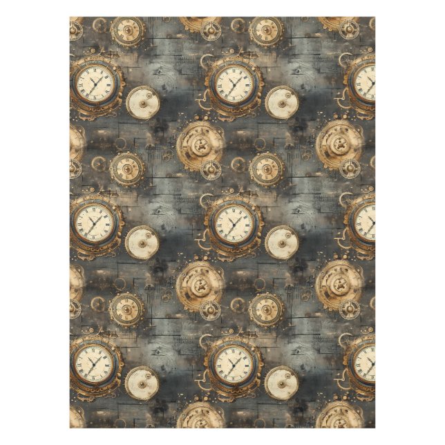 Grunge Rustikale Steampunkuhr (8) Tischdecke (Vorderseite)