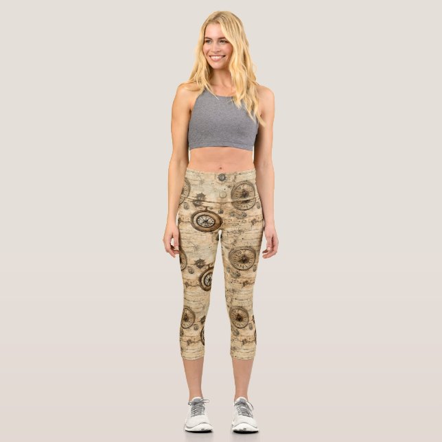Grunge Rustikale Steampunkuhr (9) Capri Leggings (Vorderseite)