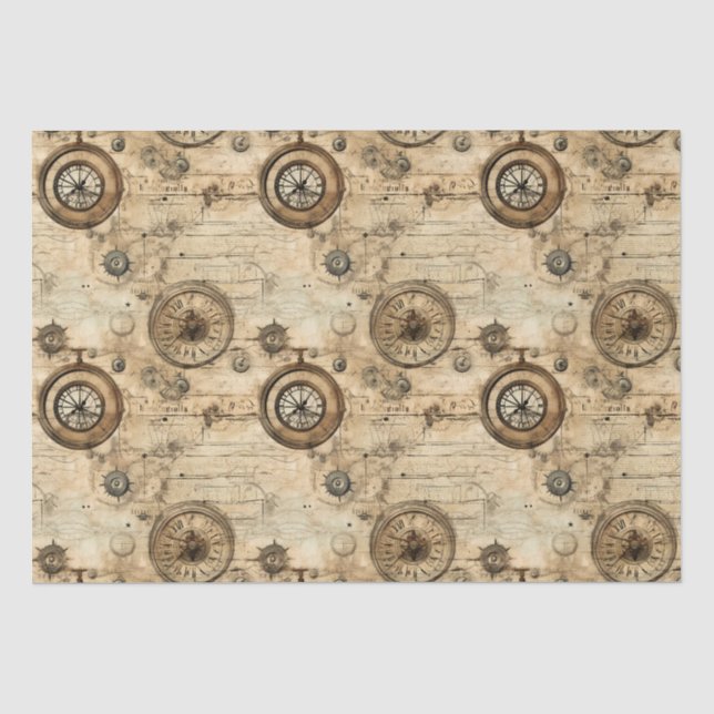 Grunge Rustikale Steampunkuhr (9) Seidenpapier (Vorderseite)