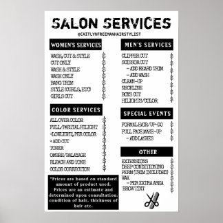 Grunge-Salonmenü Poster