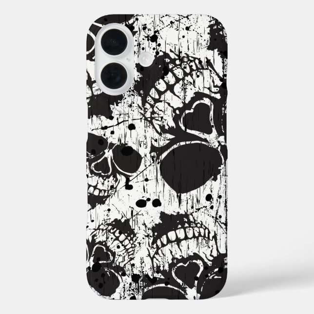 Grunge-Schädel iPhone 16 Hülle (Rückseite)