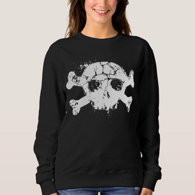 Grunge Schädel und Knochen Sweatshirt (Vorderseite)