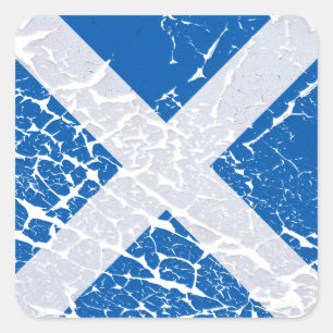 Grunge Scottish Flag Quadratischer Aufkleber