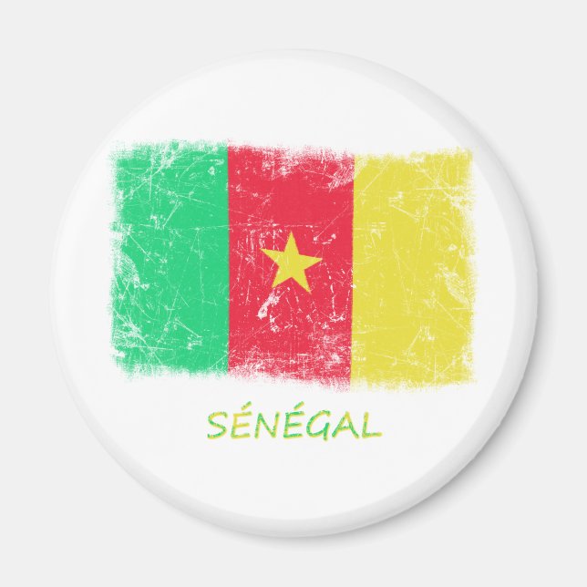 Grunge Senegal Flag Magnet (Vorne)