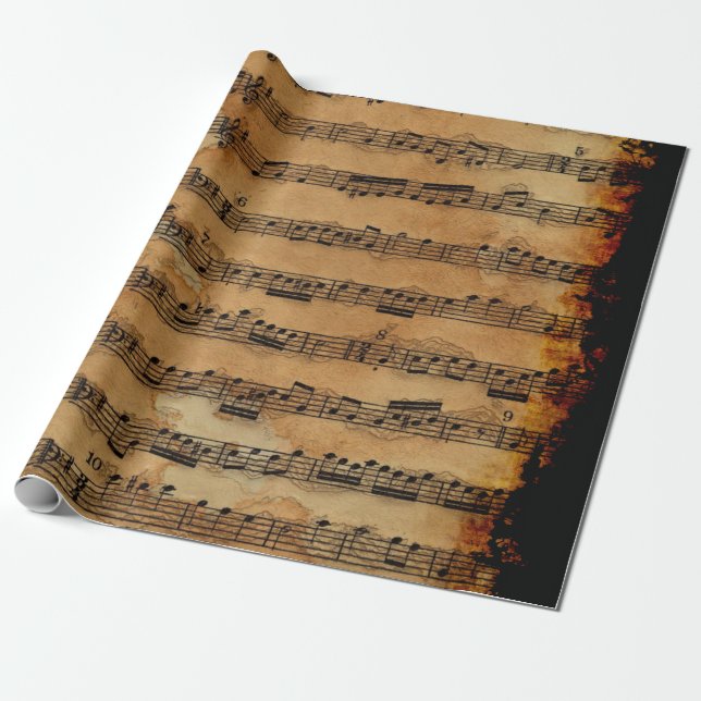 Grunge Sheet Music-Liebhaber Geschenkpapier (Ungerollt)
