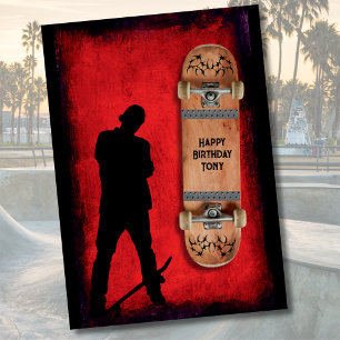 Grunge Skateboarding Happy Birthday Card Karte