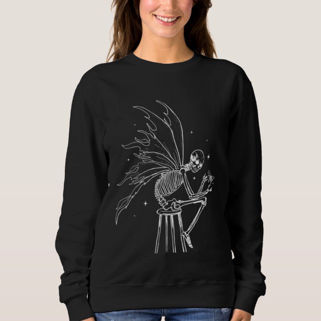 Grunge Skeleton Fairy Butterfly Fairycore Aestheti Sweatshirt (Vorderseite)