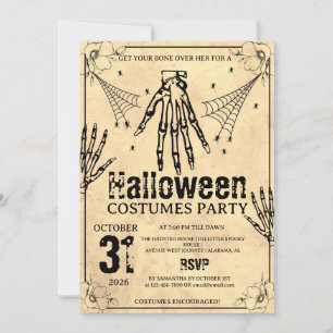 Grunge-Skelett-Hand-Halloween-Kostümparty Einladung