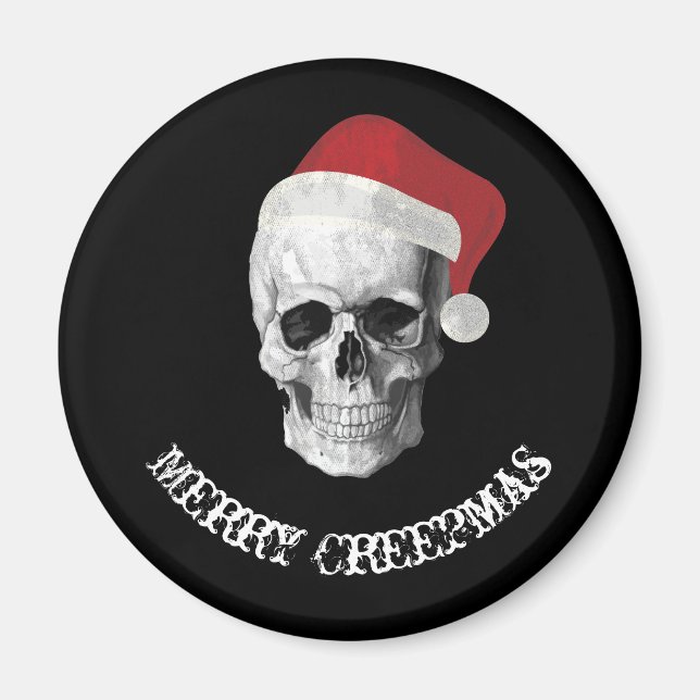 Grunge Skull Santa Magnet (Vorne)
