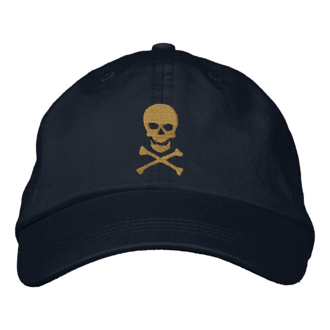 Grunge Skull und Crossbones bestickte Cap Kappe (Vorderseite)