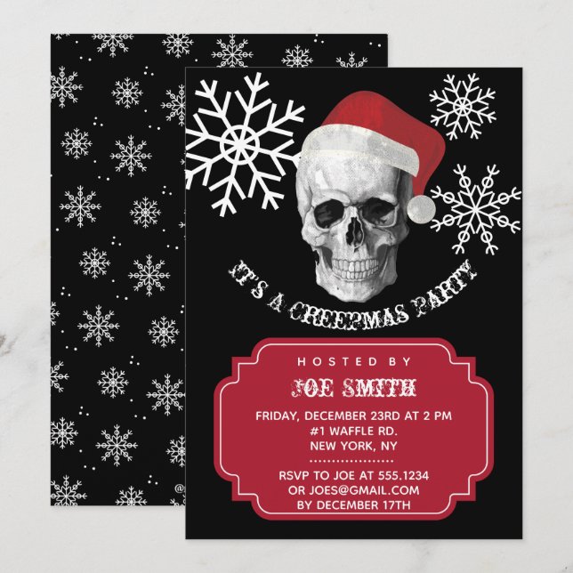 Grunge Skull Weihnachts-Party Einladung (Vorne/Hinten)