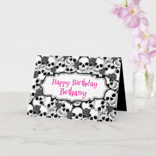Grunge Skulls und Rose Geburtstag Karte