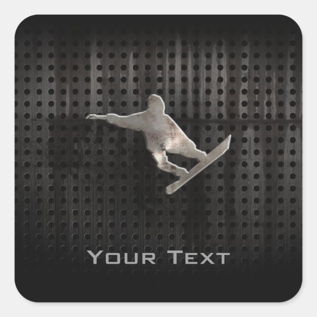 Grunge Snowboarding Quadratischer Aufkleber (Vorderseite)