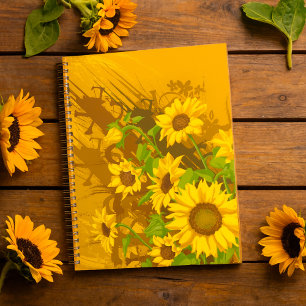 Grunge Sonnenblumen Kunst Bold Rustikal Gelbe Blüt Planer
