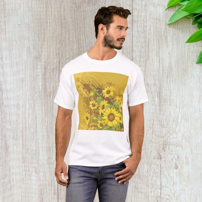 Grunge Sonnenblumen Kunst Bold Rustikal Gelbe Blüt T-Shirt (Von Creator hochgeladen)