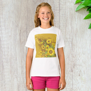 Grunge Sonnenblumen Kunst Bold Rustikal Gelbe Blüt T-Shirt