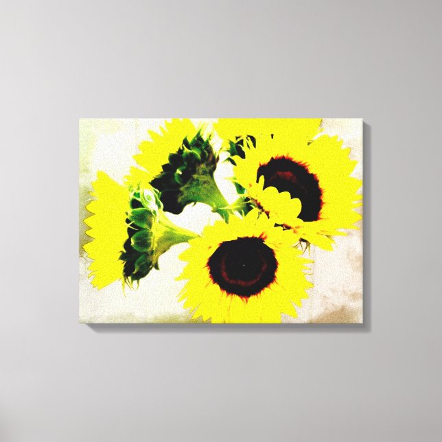 Grunge Sonnenblumen Leinwanddruck (Vorderseite)