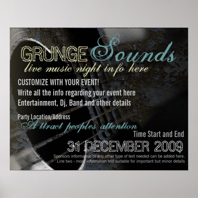 Grunge Sounds Eventposter-Vorlage Poster (Vorne)