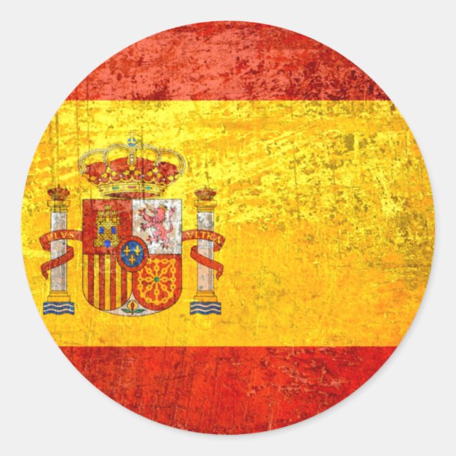 Grunge Spain Flag España Bandeira 2012 Champions Runder Aufkleber (Vorderseite)