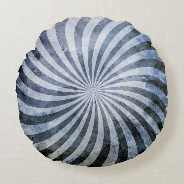 Grunge Spiral Burst Rundes Kissen (Vorderseite)