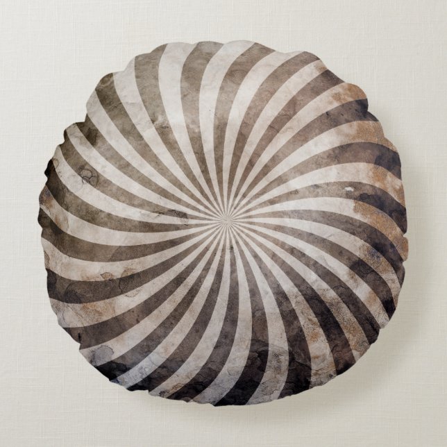 Grunge Spiral Burst Rundes Kissen (Vorderseite)