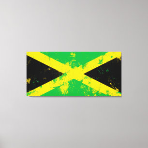 Grunge Spritzer Gemälde Flagge von Jamaika Leinwanddruck
