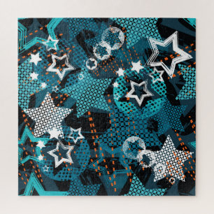 Grunge-Star-Muster, spielerisches Kinderdesign.