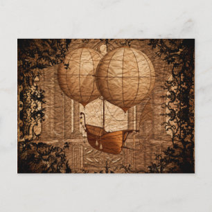 Grunge-Steampunk-Victorian-Luftschiff Postkarte