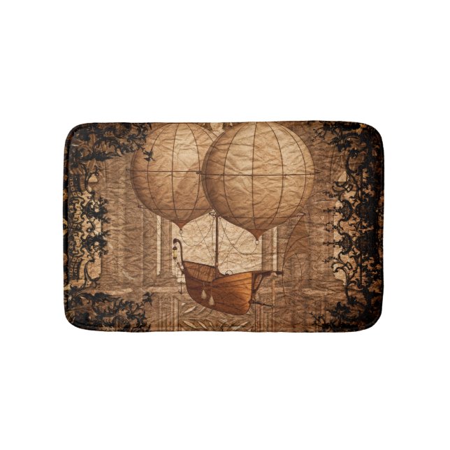 Grunge Steampunk viktorianisches Luftschiff Badematte (Vorderseite)