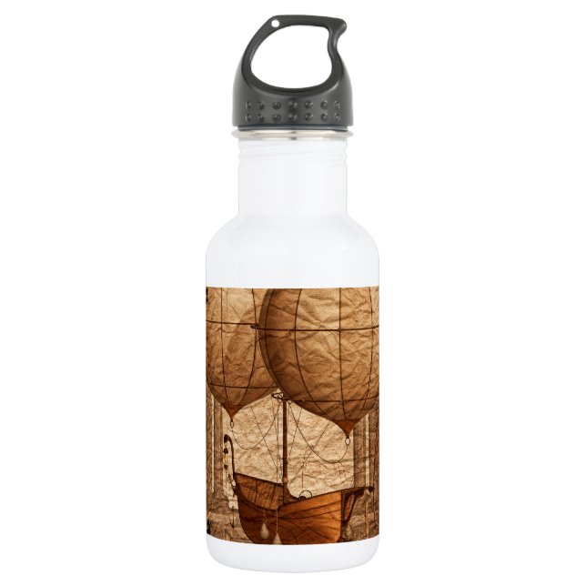 Grunge Steampunk viktorianisches Luftschiff Trinkflasche (Vorderseite)