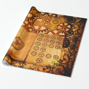Grunge Steampunk Zahnräder Geschenkpapier