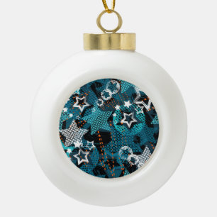 Grunge Sternmuster, spielerisches Kinderdesign. Keramik Kugel-Ornament