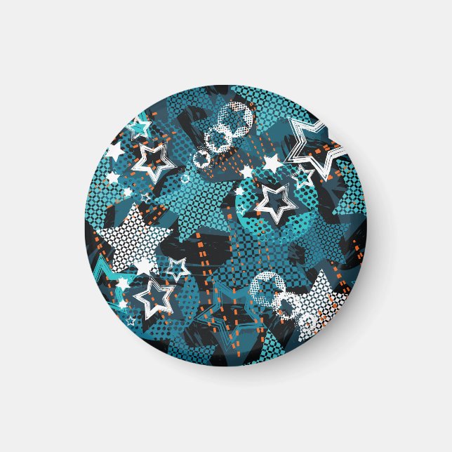 Grunge Sternmuster, spielerisches Kinderdesign. Magnet (Vorne)