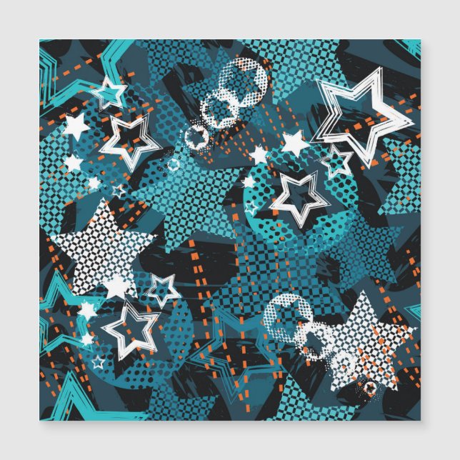 Grunge Sternmuster, spielerisches Kinderdesign. Magnetkarte (Vorderseite)