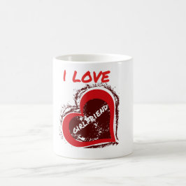 Grunge-Stil Ich liebe meine Freundin Herz-Design Kaffeetasse
