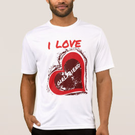 Grunge-Stil Ich liebe meine Freundin Herz-Design T-Shirt