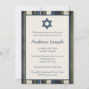 Grunge Stripes Bar Mitzvah Invitation
