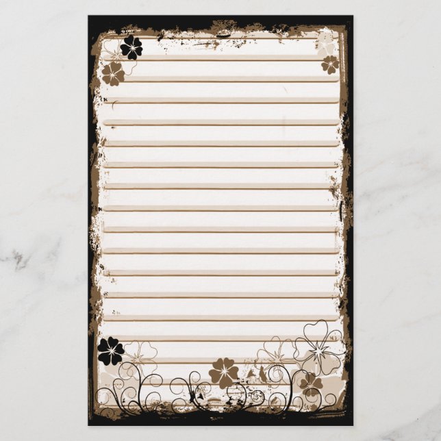 Grunge-Strudel-Blumen zeichneten Briefpapier (Vorderseite)