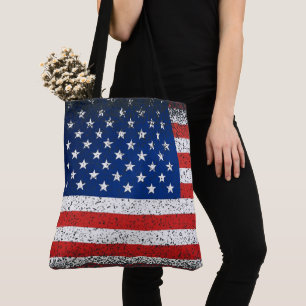 Grunge Style American Flag Tasche