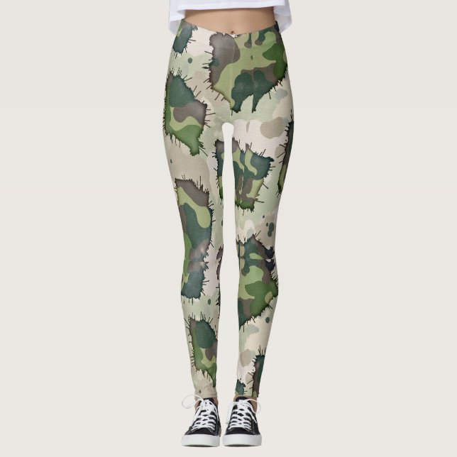 Grunge Style Camouflage Nahtloses Muster Leggings (Vorderseite)
