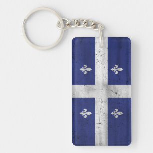 Grunge-Style erodierte Flagge von Québec Schlüsselanhänger