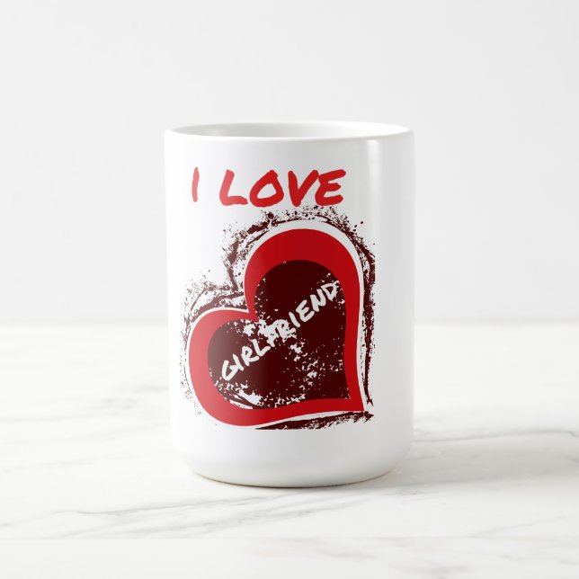 Grunge Style I Love My Girlfriend Heart Design Kaffeetasse (Mittel)