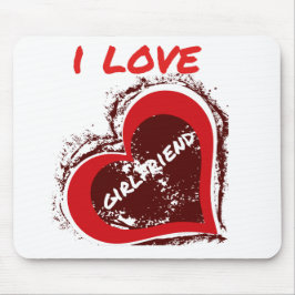 Grunge Style I Love My Girlfriend Heart Design Mousepad