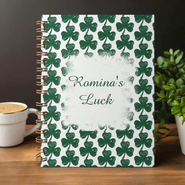Grunge-Style Irish Clover personalisiert Notizblock (Grunge-Style Irish Clover personalized Notebook)