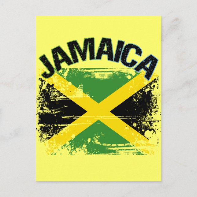 Grunge Style Jamaica Flag Design Postkarte (Vorderseite)