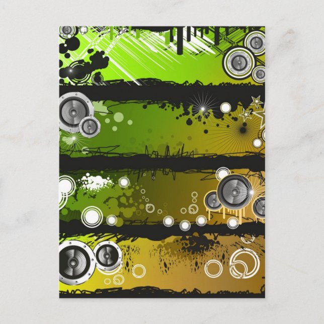 Grunge Style Music Banner Postkarte (Vorderseite)