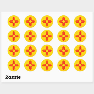 Grunge Style New Mexico State Flag Zia Sun Runder Aufkleber