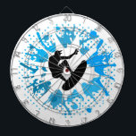 Grunge Surfer Dartscheibe<br><div class="desc">Grunge Surfer-Illustration mit blauer Splash-Dekoration auf weißem Hintergrund</div>