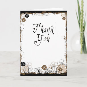 Grunge Swirl Blume Danke Card Sepia Brown