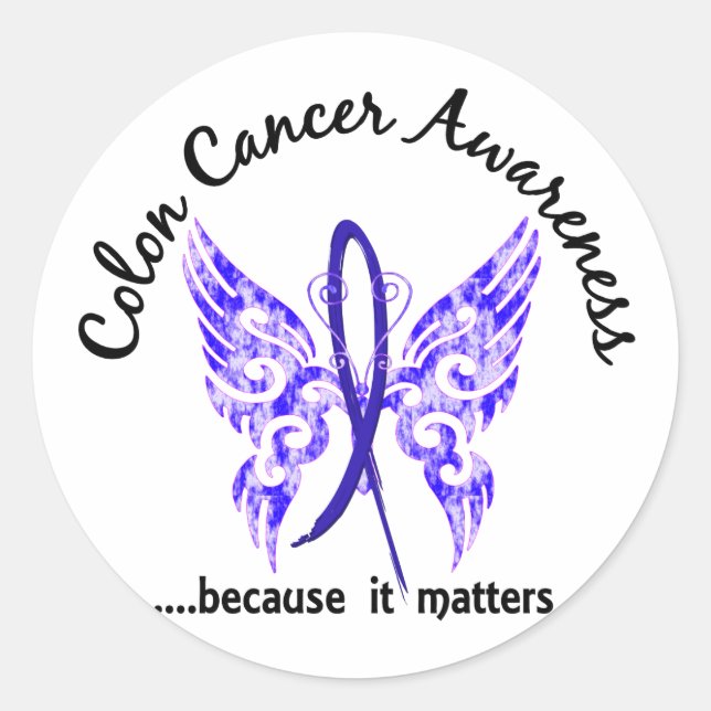 Grunge Tattoo Butterfly 6,1 Colon Cancer Runder Aufkleber (Vorderseite)